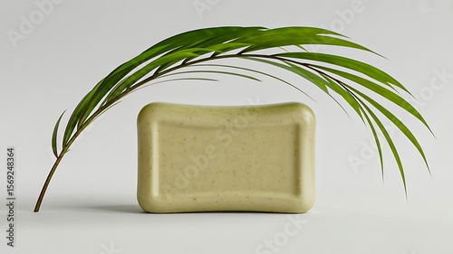 Wallpaper Mural natural soap with green leaf on white background organic skincare concept
 Torontodigital.ca