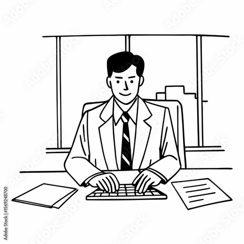 Mid adult businessman at work