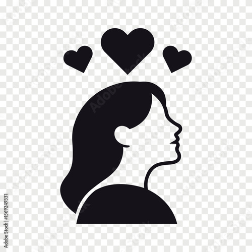 girl thinks about love flat vector icon