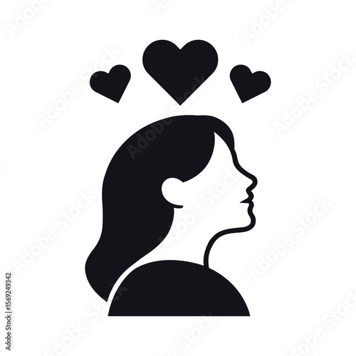 girl thinks about love flat vector icon