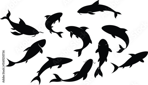 Playful Dolphin Silhouette for Nautical Design 