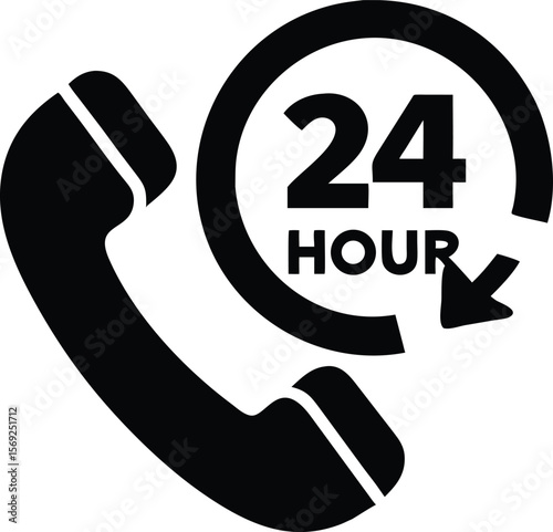 24 hour support icon. phone call service