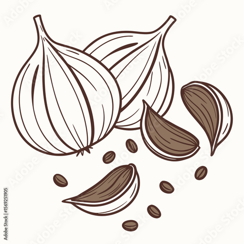 Garlic vegetable vector perfect for healthy food, farm, eco, and organic-themed digital design projects.