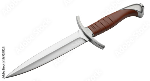 Photography Isolated Medieval Dagger with Leather Grip