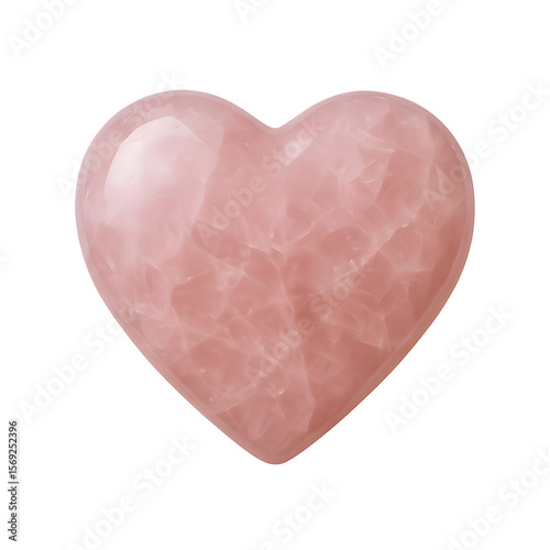 Heart-Shaped Rose Quartz Gemstone on White Background
