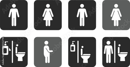 Vector art of collection of restroom signs and symbols
