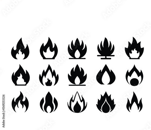 Fire flame icons symbol heat