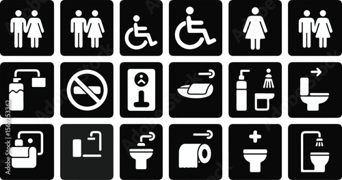 Vector art of assortment of bathroom and accessibility icons