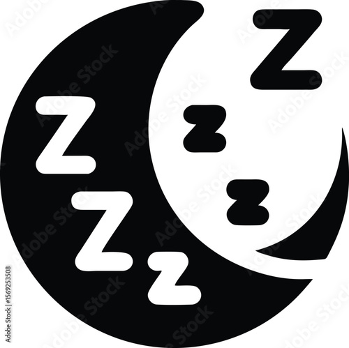 Sleepy moon and zzzz silhouette
