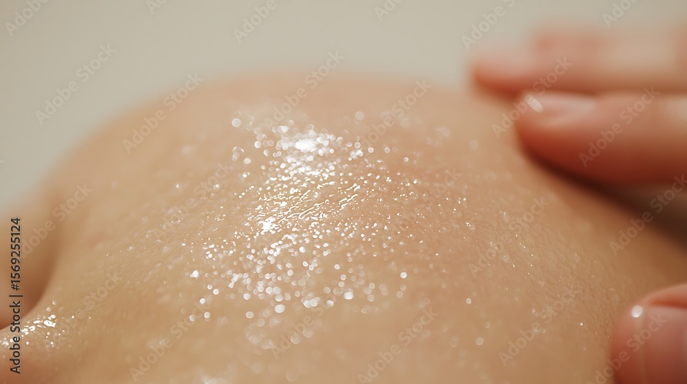 Fototapeta premium Dewy Skin Macro, Hand Touch, Moisture, Bokeh Lights