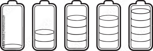 Vector art of battery charge level indicators isolated on white background