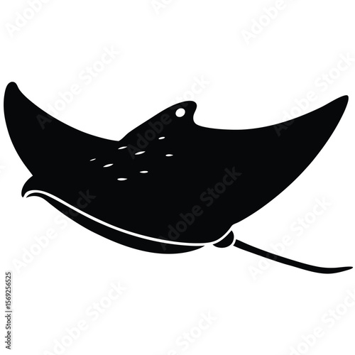 Silhouette of a Stingray Gliding Underwater