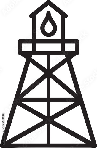 An outline icon of an oil derrick or water tower.