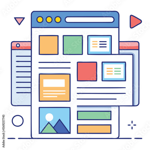 Clean wireframe design for a modern blog layout with content sections and navigation