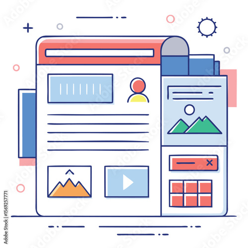 Wireframe of a modern blog layout featuring content sections and user interface elements