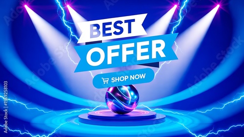 Wallpaper Mural best offer promotional banner with blue background glowing lights and shop now button
 Torontodigital.ca