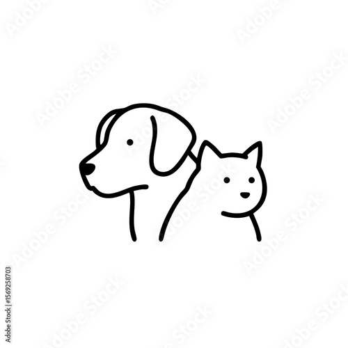 Dog and cat icon in outline style for pet care and veterinary