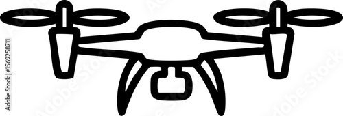 Drone icon in outline style with camera for tech or delivery themes