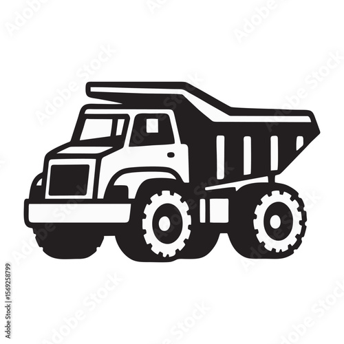 silhouette photo of dump truck with white background
