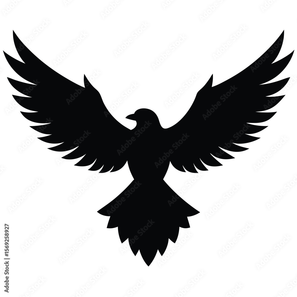 Obraz premium Silhouette of a Flying Eagle with Spread Wings for Banner or Advertisement