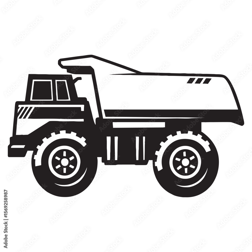 Obraz premium silhouette photo of dump truck with white background