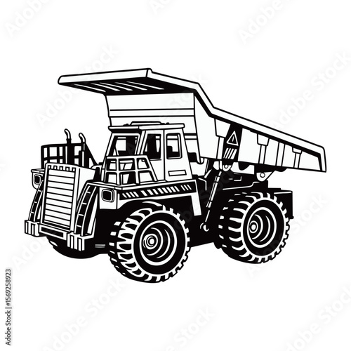 silhouette photo of dump truck with white background