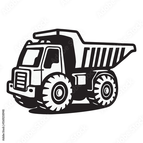 silhouette photo of dump truck with white background