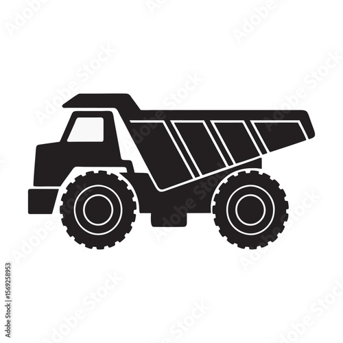 silhouette photo of dump truck with white background