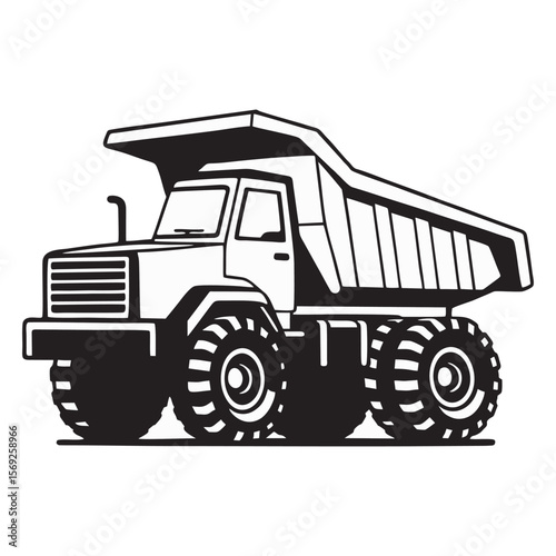 silhouette photo of dump truck with white background