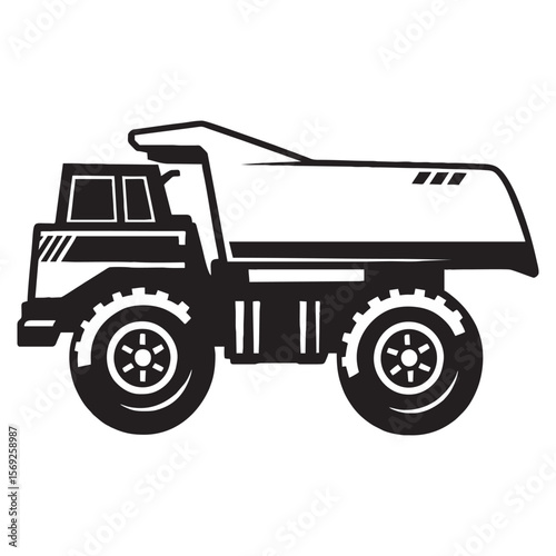 silhouette photo of dump truck with white background