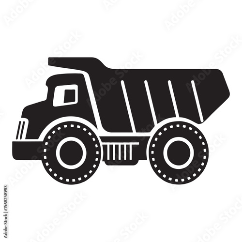 silhouette photo of dump truck with white background