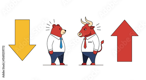 Bull versus bear market analysis showing financial trading trends and economic performance