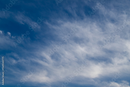 Blue sky with a few clouds background.