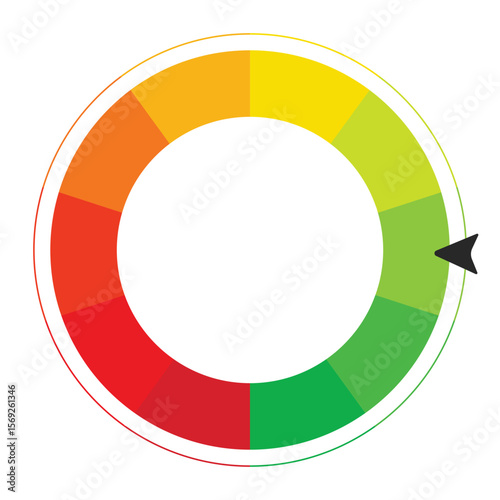 RYB color wheel scale displaying primary colors and their combinations.