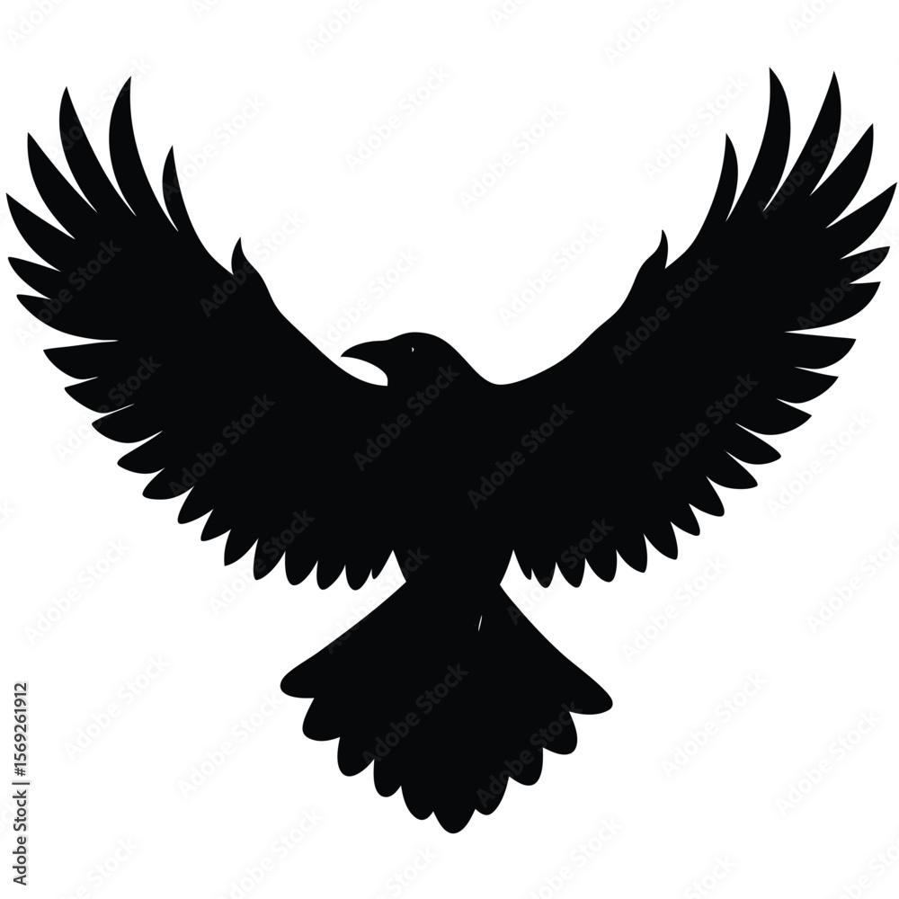 Fototapeta premium Silhouette of a dog illustration with wings stretched out in mid flight design
