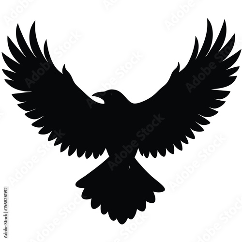 Silhouette of a dog illustration with wings stretched out in mid flight design
