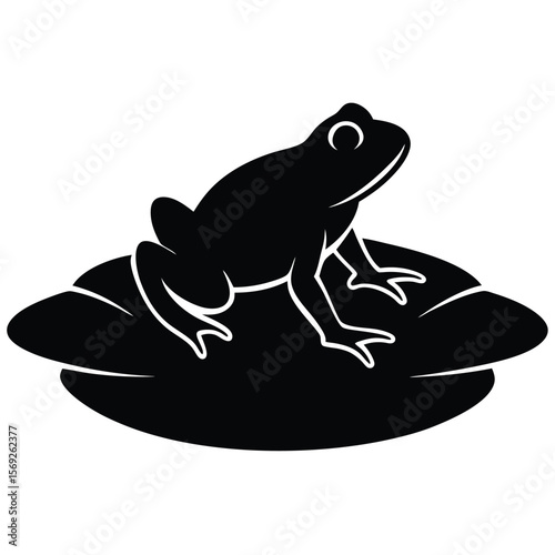 Elegant Frog Silhouette on Lily Pad Nature Inspired Design