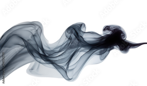A black smoke trail isolated on transparent background