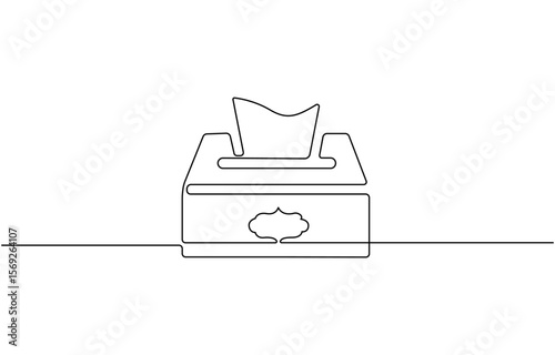 Continuous one line drawing of Tissue Box. Single line drawing illustration of Tissue box icon, Minimalist One-Line Drawing of Tissue Box on white Background, one line art tissue box.