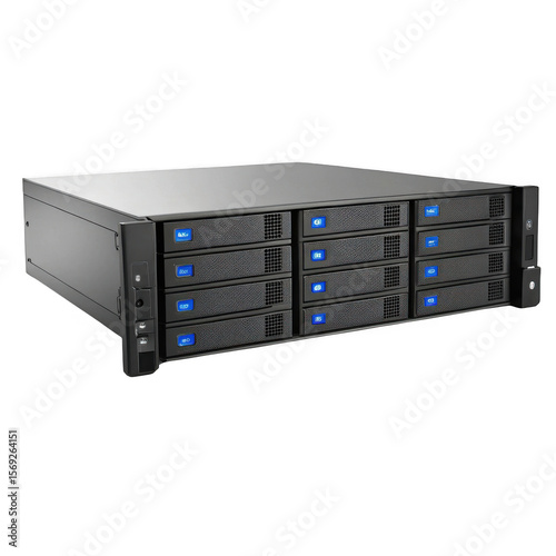 Server rack unit isolated on transparent background