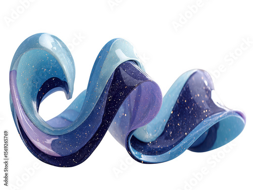 A blue and purple abstract spiral shape isolated on transparent background