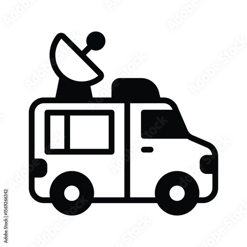 Well designed glyph icon of live news van
