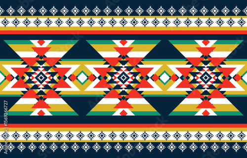 Abstract geometric ethnic oriental pattern with traditional style. Ideal for carpet, wallpaper, clothing, wrapping, batik, and fabric. Native-inspired vector design.