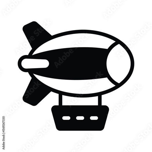 Well crafted glyph icon of floating airship blimp