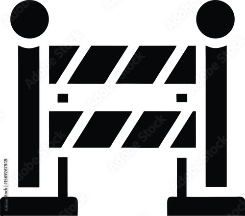 Barricade symbol for construction or road work icon