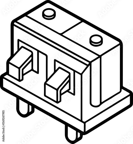 circuit breaker outline vector illustration for technical design