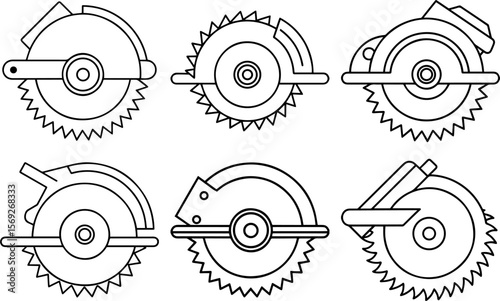 Set of circular saw outline vector illustration vector illustration line art