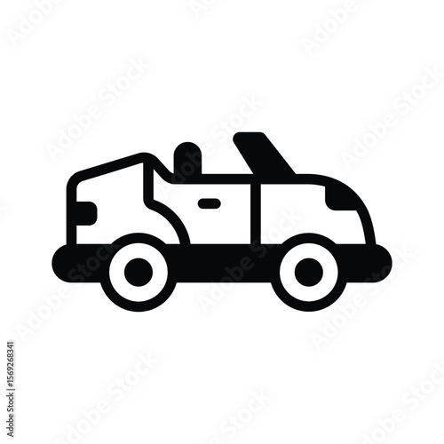 A premium glyph icon of convertible car design