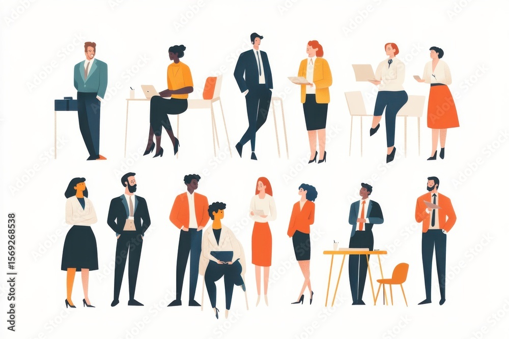 Dynamic business meeting illustrating collaboration among diverse professionals in modern office environment Dynamic business meeting illustrating collaboration among diverse professionals in modern office environment