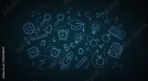 Back to School: Chalkboard Doodle of Education, Learning
